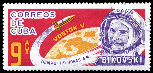 Postage stamp. Cosmonaut Valery Bykovsky