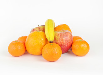 Apples, oranges, tangerines and banana
