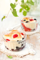 Fruit pudding(clafoutis) with berry