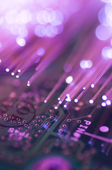 Optical fiber picture with details and light effects.