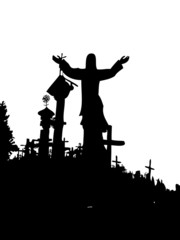 Fototapeta na wymiar hill of crosses jesus crucifix vector