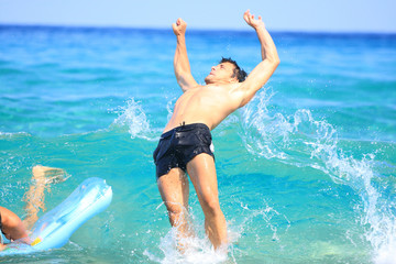 having fun in the sea