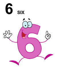 Friendly Pink Number 6 Six Guy With Text
