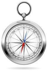 Realistic vector illustration of shiny metal compass.