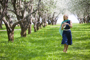 Young woman at spring park