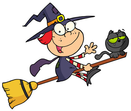 Cartoon character halloween little witch