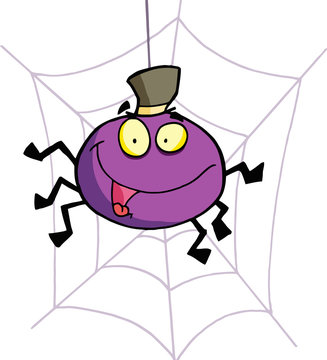Purple Halloween Spider Wearing A Hat