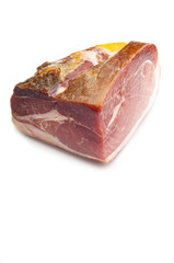 real parma ham isolated on white