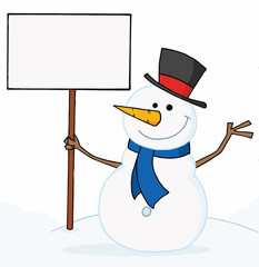 Snowman Holding A Blank Sign