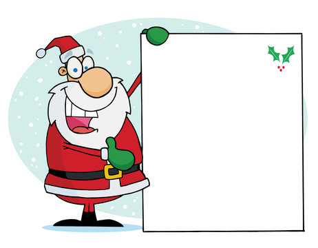 Santa Holding Up A Blank Sign