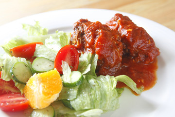 Pork rib with salad