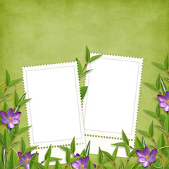 Card for the holiday  with flowers on the abstract background