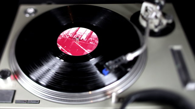 a pan across dj turntables