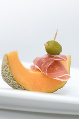 Cantaloupe with ham