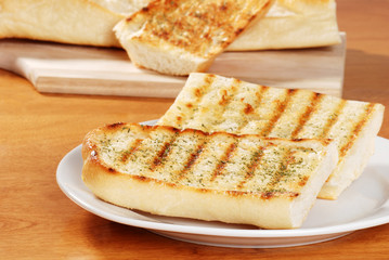 two slices of garlic bread