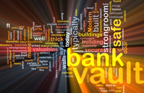 Bank vault word cloud box package