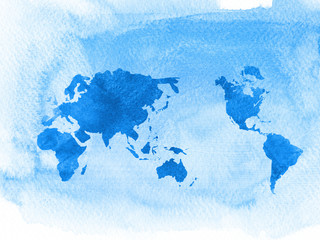 world map watercolor style with space for your design