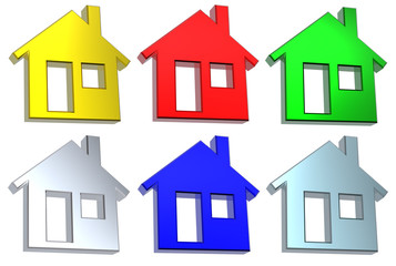 Set of 6 color house icon