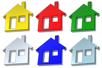 Set of 6 color house icon