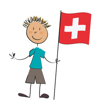 enfant drapeau suisse