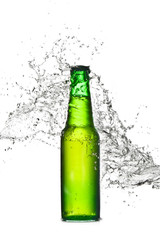 beer bottle fresh splash