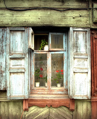 landestypische Holzfenster in Zentralasien