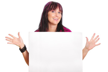 Fototapeta premium Mädchen vor Werbetafel