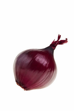 Red onion bulb isolated over white background, closeup.