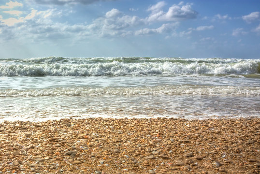 Seashore with cloudy sky, Netanya, Israel