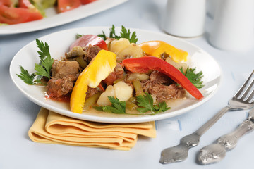 Stewed meat with vegetables