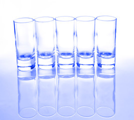 A row of glasses for vodka