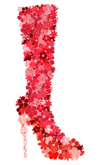 The female boot consisting of flowers. Vector illustration