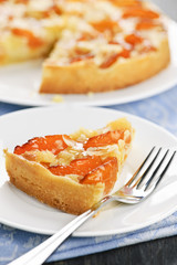 Slice of apricot and almond pie
