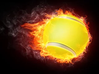 Crédence de cuisine en verre imprimé Flamme Balle de tennis en feu