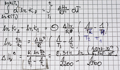 Sheet of paper with formulas