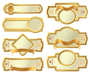 gold-framed labels on different topics for decoration and design