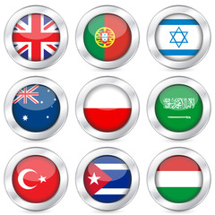 national flag button set 4