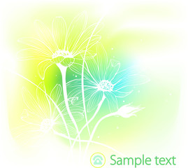 Spring flowers on watercolor background. Vector illustration.