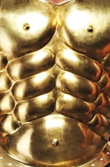 Close-up of golden armour