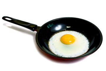 prepared egg on a frying pan