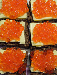 Sandwich with red caviar