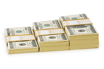 Stack of dollars isolated on the white