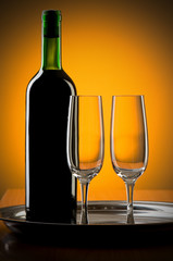 Wine against colour gradient background