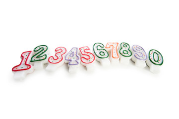 Birthday candles isolated on the white background