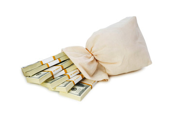 Sacks of money isolated on the white