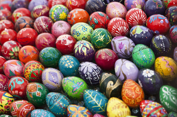 Easter colorful eggs. Art background, Eastern Europe