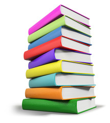 Colored stacked books (3d illustration)