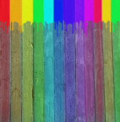Original background in the form of a multi-coloured wooden wall