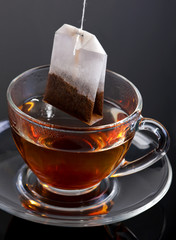 Bag tea and glass cup