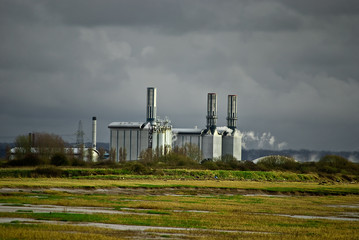 Fototapeta na wymiar Power Plant pumping pollution into the atmosphere